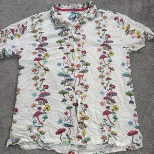 Fresh‎ Prints of Bel Air Men's Short Sleeve Button Up Mushroom Print Fun
